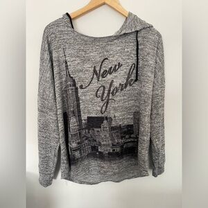 New York Women's Top Pullover Long Sleeve Micro Knit Gray Sz M